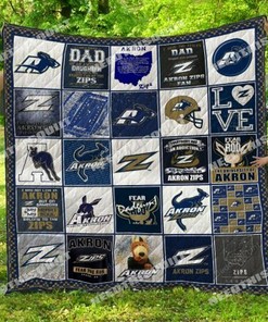 Personalized Ncaa Akron Zips Quilt Blanket Bedding Set - Great Gifts for Family and Bedroom Decor