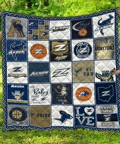 Personalized Ncaa Akron Zips Quilt Blanket Bedding Set - Great for Bedroom Decor and Family Gifts
