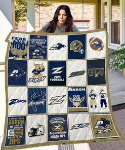 Personalized Ncaa Akron Zips Quilt Blanket Bedding Set - Suitable for Home Decoration and Family Gifts