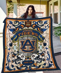 Personalized Ncaa Auburn Tigers Quilt Bed Set Blanket - Great for Bedroom Decoration and Gifts for Fans