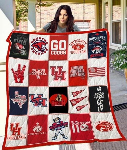 Personalized Ncaa Houston Cougars Quilt Bedding Set - Ideal for Home & Picnic, Gifts for Family