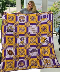 Personalized Ncaa Lsu Tigers Quilt Blanket Bedding Set - Great Gifts for Family and Bedroom Decor