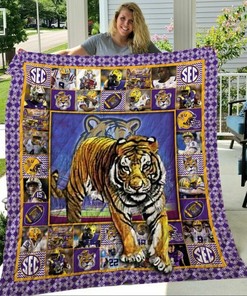 Personalized Ncaa Lsu Tigers Quilt Blanket Bedding Set Great for Bedroom Decor and Family Gifts