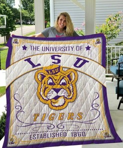Personalized Ncaa Lsu Tigers Quilt Blanket Bedding Set - Great for Bedroom Decor and Family Gifts