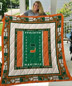Personalized Ncaa Miami Hurricanes Quilt Bedding Set Great for Bedroom Decoration and Family Gifts