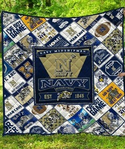 Personalized Ncaa Navy Midshipmen Quilt Bedding Set - Ideal for Home & Picnic, Gifts for Family