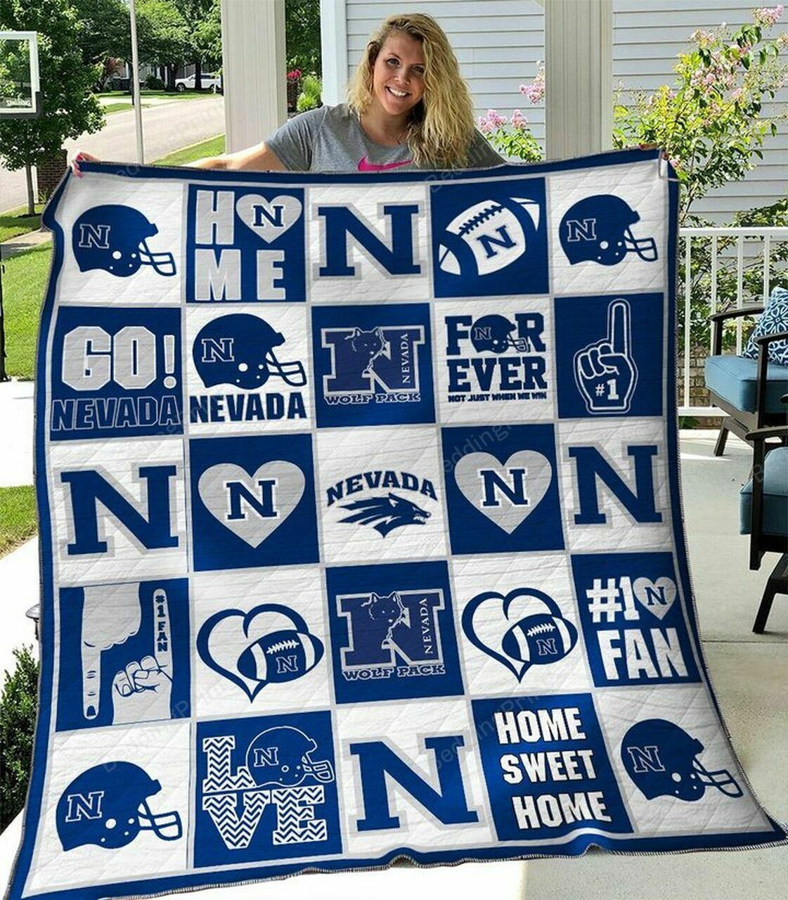 Personalized Ncaa Nevada Wolf Pack Quilt Bedding Set Gifts for Family and Bedroom Decor