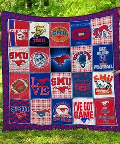 Personalized Ncaa Smu Mustangs Quilt Bedding Set for Home Decoration