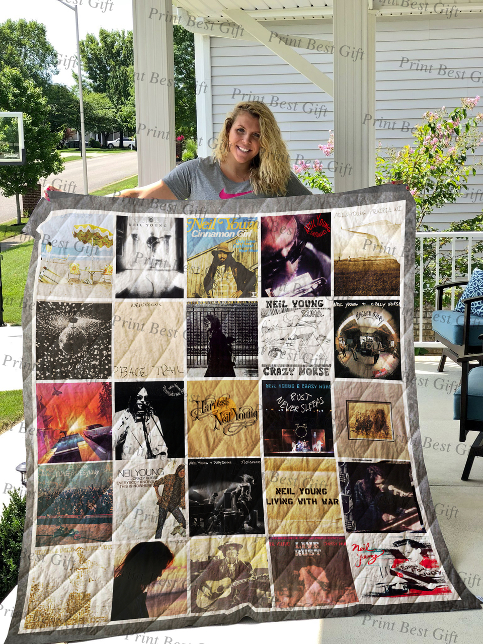 Personalized Neil Young Quilt Bedding Set Blanket for Home Decor and Picnics, Great Gifts for Family