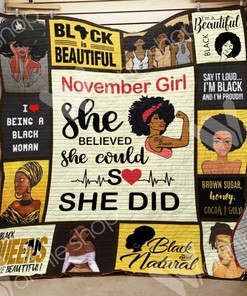 Personalized November Black Women Quilt Bedding Set - Ideal for Home & Picnic, Gifts for Family