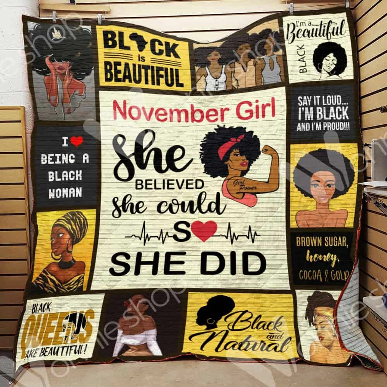 Personalized November Black Women Quilt Bedding Set - Ideal for Home & Picnic, Gifts for Family