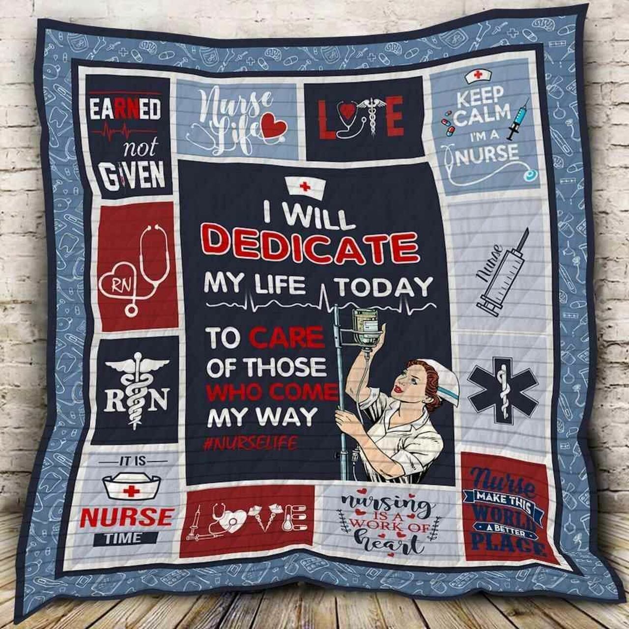 Personalized Nurse Keep Camp Quilt Blanket Bedding Set - Great for Bedroom Decor and Family Gifts