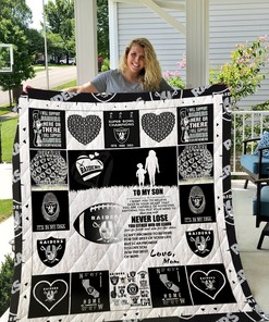 Personalized Oakland Raiders To My Son Quilt Bedding Set, Home Decor & Gifts for Family