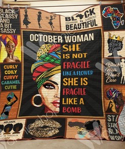 Personalized October Black Women Quilt Bedding Set Blanket - Great for Bedroom Decoration and Family Gifts