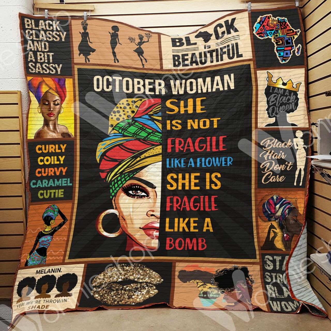 Personalized October Black Women Quilt Bedding Set Blanket - Great for Bedroom Decoration and Family Gifts