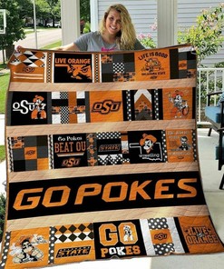 Personalized Oklahoma State Cowboys Quilt Blanket Bedding Set, Great Gifts for Sports Fans and Family