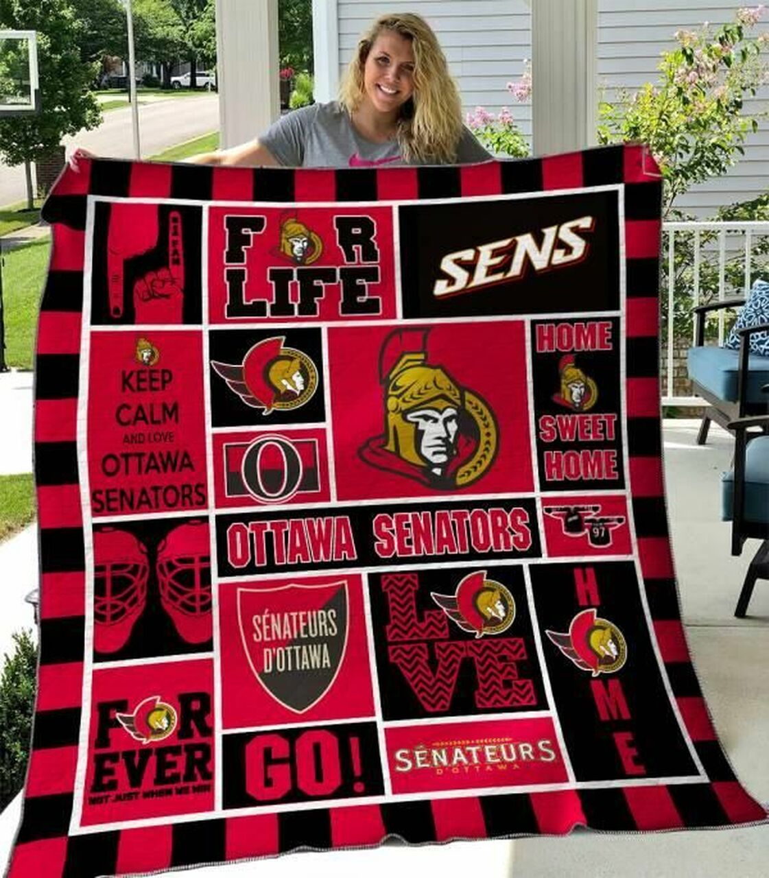 Personalized Ottawa Senators Quilt Blanket Bedding Set - Suitable for Home Decoration and Family Gifts