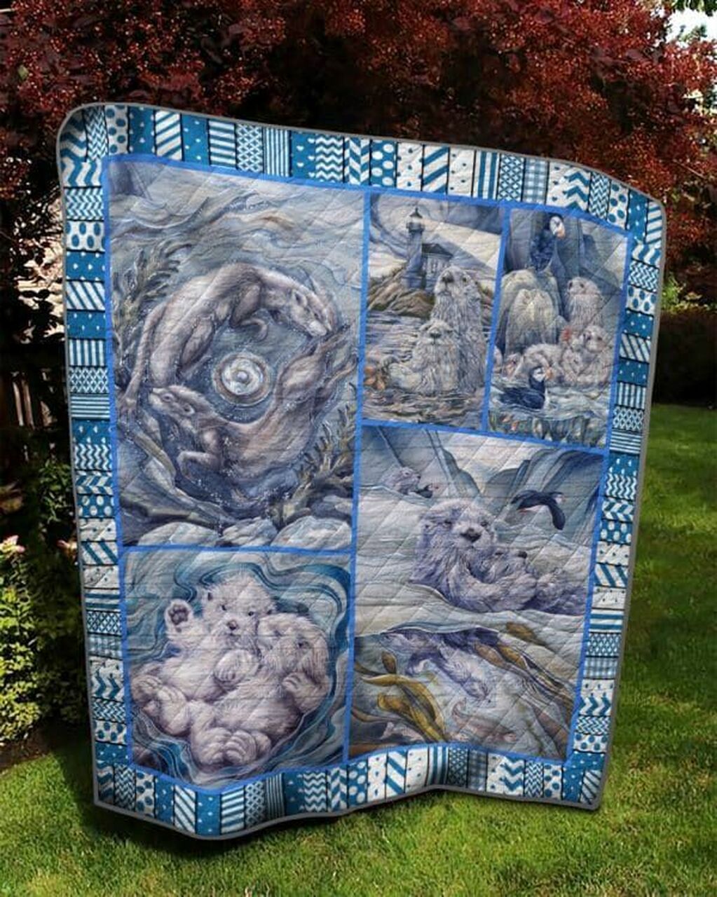 Personalized Otter Oops Babe I Love You Quilt Bedding Set Blanket, Home Decor & Family Gifts