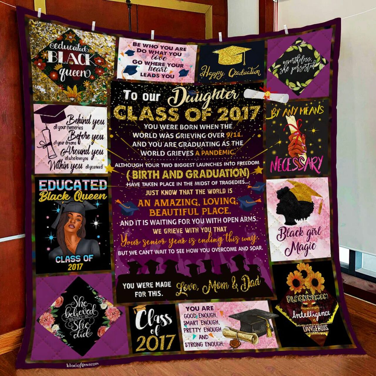 Personalized Our Daughter Class of 2017 Quilt Bed Set Blanket- Great Gifts for Family