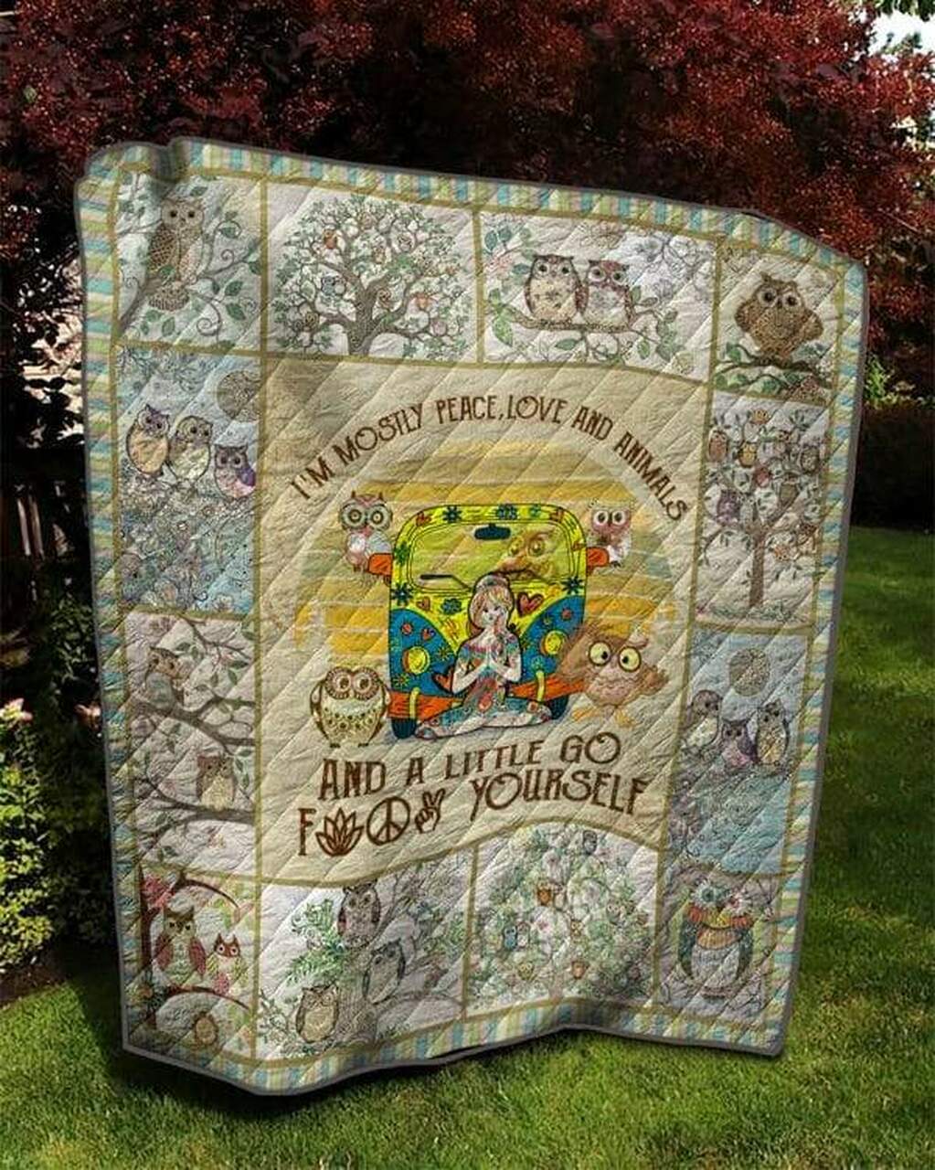 Personalized Owl And Yoga Girl Quilt Bedding Set for Home Decor and Picnics, Great Gifts for Family