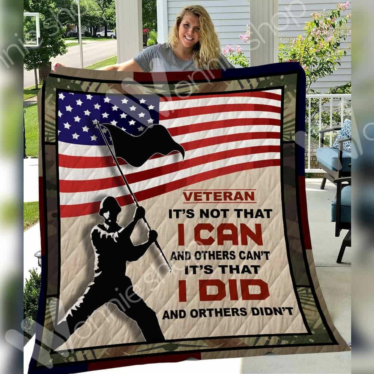 Personalized Patriotic Veteran Quilt Blanket Bedding Set - Great Gifts for Family