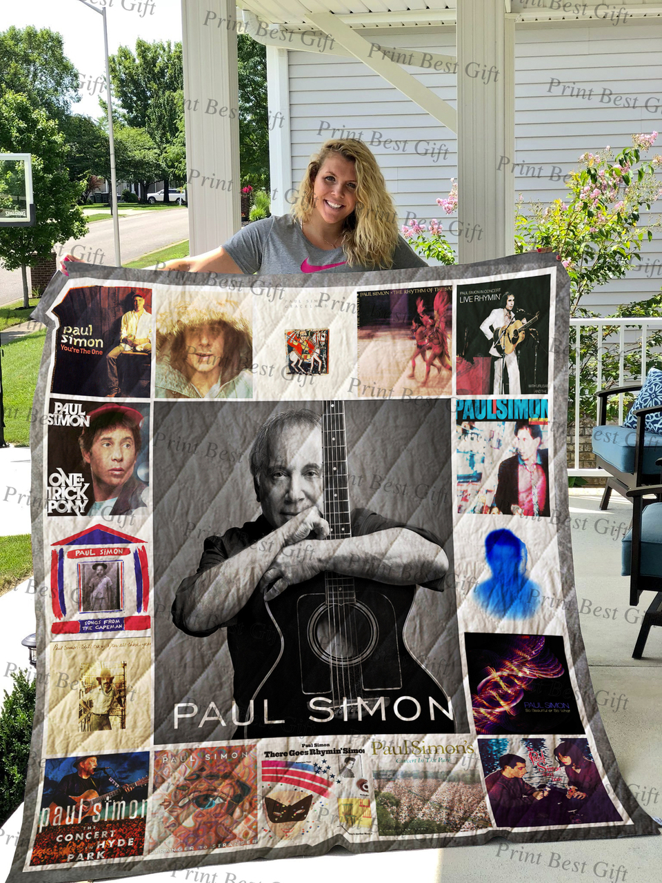 Personalized Paul Simon Quilt Bedding Set Blanket for Home Decor and Picnics, Great Gifts for Family
