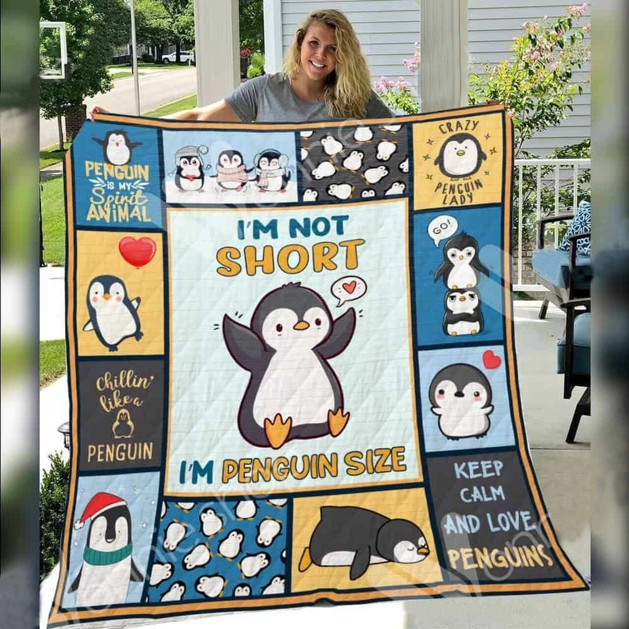 Personalized Penguin Christmas Quilt Bedding Set for Home Decor and Picnics, Suitable for Bedroom Decor and Family Gifts
