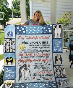 Personalized Penguin To My Husband Quilt Bedding Set Blanket From Wife I Love You Forever And Always