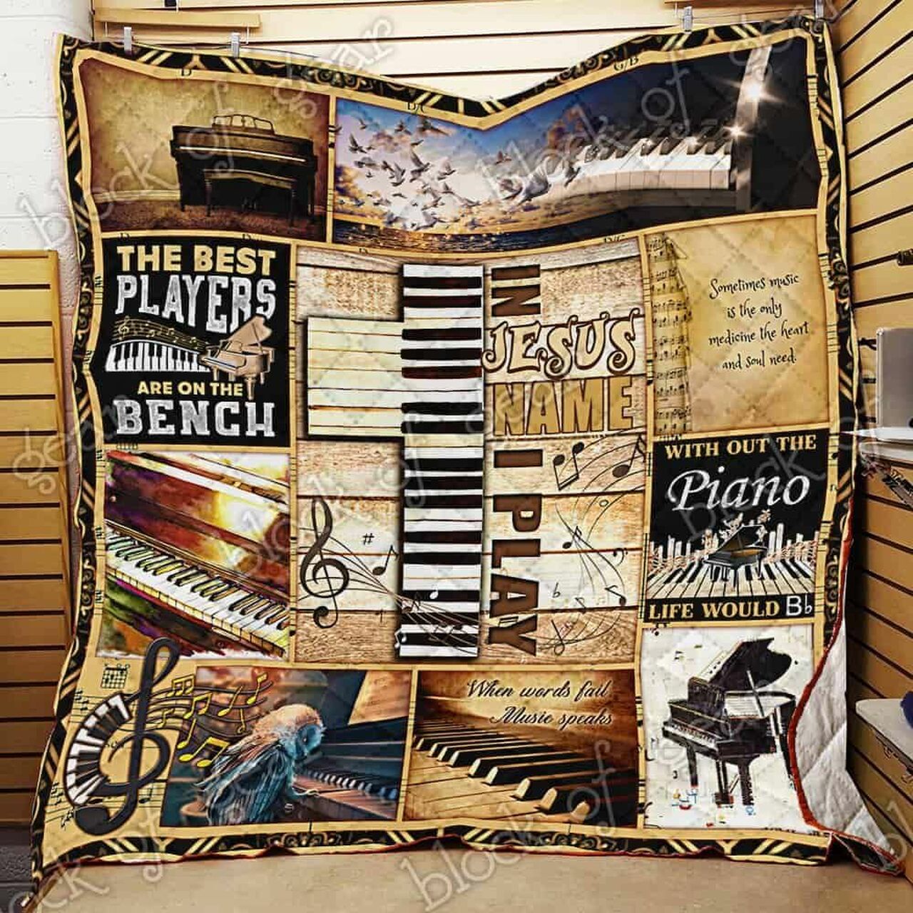 Personalized Piano Quilt Bedding Set Blanket for Home Decoration & Picnic, Great Gifts for Family