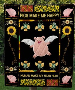 Personalized Pig Quilt Bedding Set Blanket - Ideal for Home Decoration and Family Gifts
