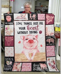 Personalized Pig Quilt Bedding Set for Bedroom Decor & Picnic, Great Gifts for Family