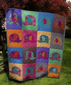 Personalized Pink Background Elephant Quilt Bedding Set - Perfect for Bedroom Decor and Family Gifts