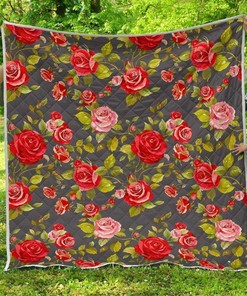 Personalized Pink Red Rose Floral Quilt Bedding Set - Great for Bedroom Decor and Family Gifts