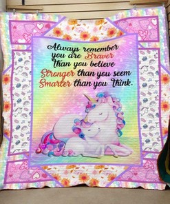 Personalized Pink Unicorn Quilt Blanket - Gifts for Family Bedroom Decor