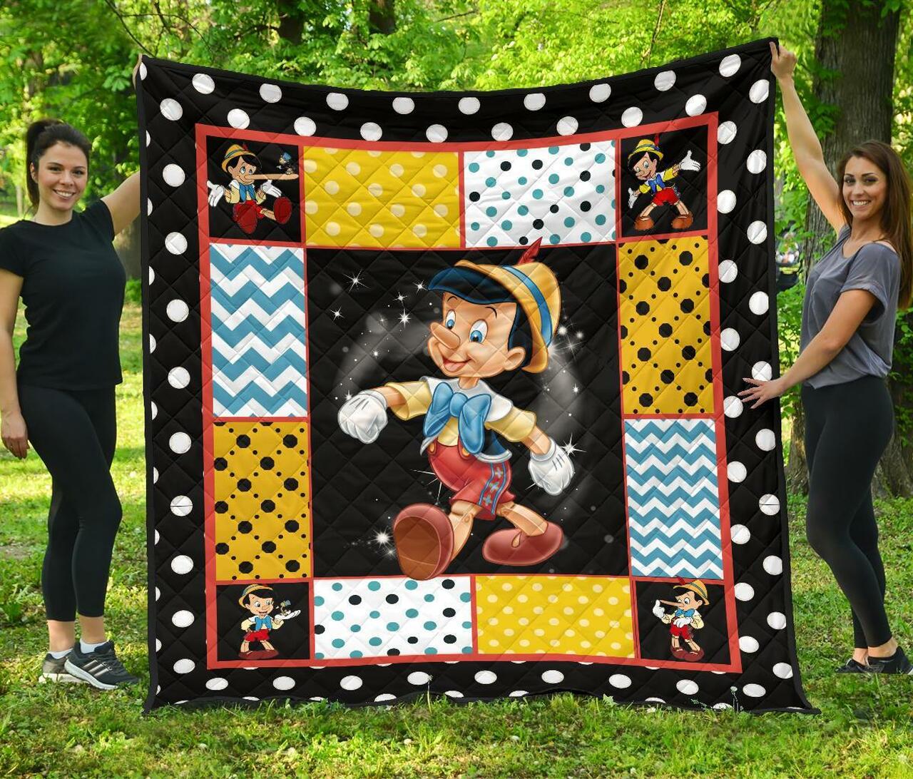 Personalized Pinocchio Cartoon Quilt Bedding Set Blanket- Great for Bedroom Decor and Family Gifts