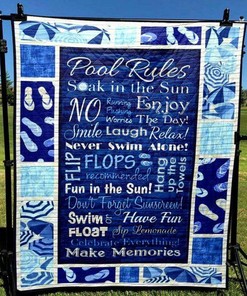 Personalized Pool Rules Quilt Bedding Set Blanket for Home Decoration, Ideal for Family Gifts