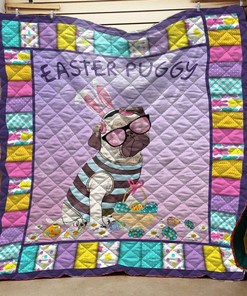 Personalized Pug Easter Quilt Bedding Set Blanket - Great for Bedroom Decoration and Family Gifts