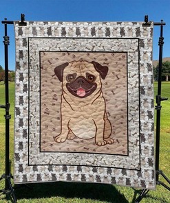 Personalized Pug Quilt Blanket - Great for Home Decoration and Family Gifts