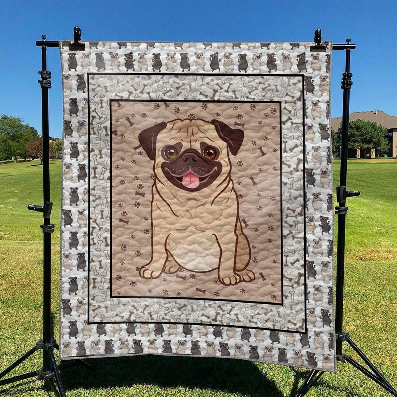 Personalized Pug Quilt Blanket - Great for Home Decoration and Family Gifts