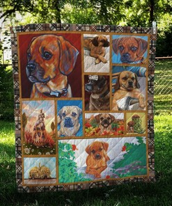 Personalized Puggle Heart Skip A Beat Quilt Bedding Set - Great for Bedroom Decor and Family Gifts
