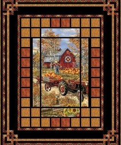 Personalized Pumpkin Patch Tractor Quilt Bedding Set - Great for Bedroom Decor and Family Gifts