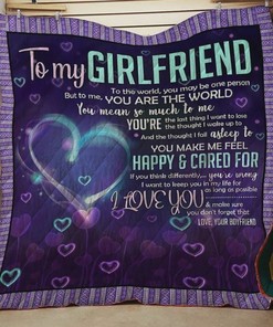 Personalized Purple Heart To My Girlfriend Quilt Bedding Set Blanket From Boyfriend You Mean So Much To Me