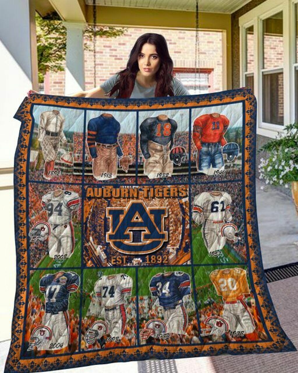 Personalized Quilt Bedding Set Blanket with Auburn Tigers Design for Home Decoration and Family Gifts