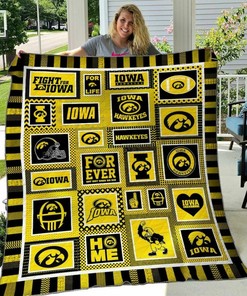 Personalized Quilt Blanket Bedding Set with Iowa Hawkeyes Design for Home Decoration and Gifts