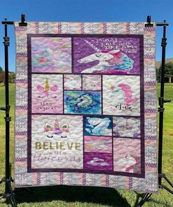 Personalized Rainbow Unicorn Quilt Bedding Set - Great for Bedroom Decor and Family Gifts