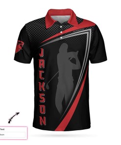 Personalized Red And Black Sport Golf 3D All Over Printed Polo Shirt
