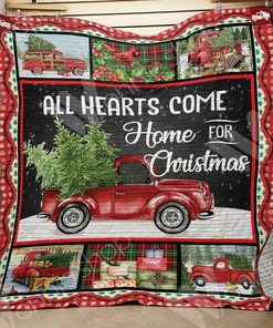 Personalized Red Truck Christmas Quilt Bedding Set - Great for Bedroom Decor and Family Gifts