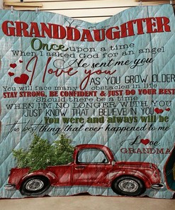 Personalized Red Truck Christmas To My Granddaughter From Grandma Once Upon A Time Quilt Bedding Set Blanket