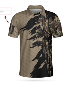 Personalized Ripped Vintage Golfing Clubs Skull Camouflaged 3D Polo Shirt