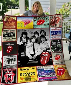 Personalized Rolling Stones Quilt Bedding Set for Home and Picnic, Great for Bedroom Decor and Family Gifts